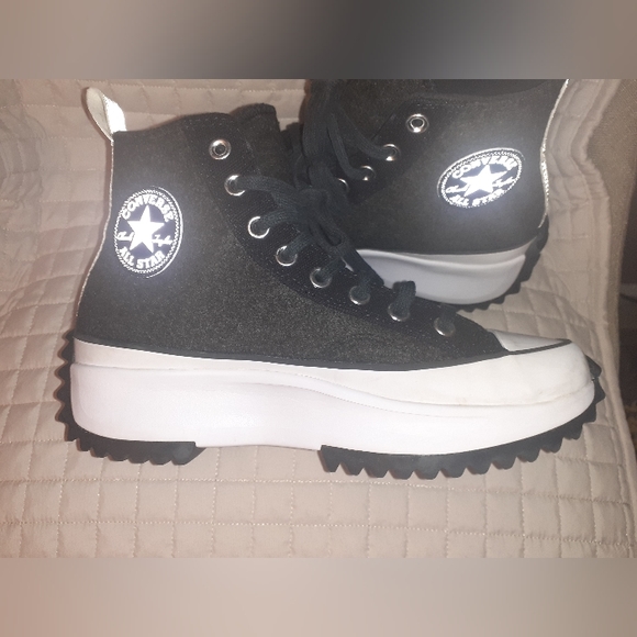 Converse Run Star Hike EUC' Textured Felt/Canvas Dark Gray/Black. M 7  W 8.5 - Picture 3 of 8